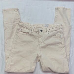 AG Adriano Goldschmied "The Stevie" Ankle Slim Straight Jeans Cream Denim Sz 25